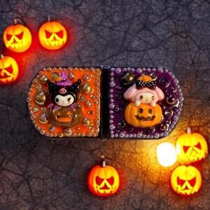 Decoden Mini Pill Box, Kuromi Melody Kawaii Junk Case Style Spooky Halloween